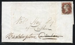 1841 Cover From Edinburgh To Haddington, Franked Penny Red From Black Pl.8 AJ (State I), Good To Large Margins, Cancelle - Other & Unclassified