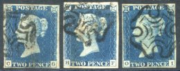 Plate 1 CG (crease), HF & OI (thins), All Four Margin Examples, Cancelled Black MC's. (3) - Other & Unclassified