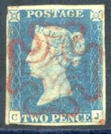 Plate 1 CJ, Four Good Margins Except Upper Left Side, Just Touching, Cancelled By A Very Fine Ruby MC. - Other & Unclassified