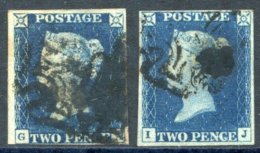 Plate 1 GA, Four Margins Example, Heavily U With Black Maltese Cross, IJ Four Good Margins, Black MC With Ink Smudge. (2 - Other & Unclassified