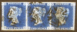 Plate 1 KH/KJ Horizontal Strip Of Three With Good To Large Margins, Portion Of Adjoining Stamp Visible At Left & Rig - Sonstige & Ohne Zuordnung