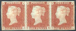 1841 Penny Red TJ/TL Strip Of Three, Clear To Good Margins, M With Full O.g, Two Vertical Light Creases/bends. - Other & Unclassified