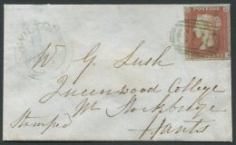 1849 Dec 15th Cover From Wilton To Stockbridge Hants, Franked 1d Red Brown Lett JB, Four Good Margins, Tied With 1844 Ty - Other & Unclassified