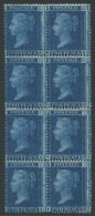 1858 2d Blue Pl.12 Two Re-joined Blocks Of Four GA/JB Fresh Appearance, Large Part O.g. Multiples Of This Plate Are Very - Sonstige & Ohne Zuordnung