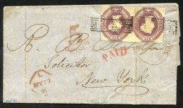1856 Cover From Edinburgh To New York, Franked 6d Embossed Horizontal Pair, Tied By Scots Local Cancels Of Duke Street ( - Other & Unclassified