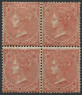 1862 4d Pale Red Pl.3 Wmk Large Garter M Block Of Four, Slight Crease & Gum Disturbance, Part O.g, Fresh Appearance, - Sonstige & Ohne Zuordnung