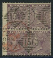 1862-64 6d Lilac (with Hair Lines) Wing Marginal Block Of Four GI/HJ (perfs Trimmed On Wing Margin) FU With Cork Duplex' - Sonstige & Ohne Zuordnung