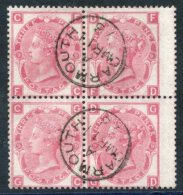 1867-80 3d Rose Pl.9, Superb U Wing Margin Block Of Four FC/GD, Each Pair With Central Dartmouth C.d.s. For March 11th 1 - Other & Unclassified