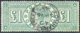 1891 £1 Green AC, VFU Example With A Lombard Street, Sp.15.98 C.d.s, SG.212. - Other & Unclassified