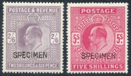 1902 2/6d Lilac, 5s Bright Carmine, Both Optd SPECIMEN Type 16, Fresh & Fine, SG.260s & 263s. (2) Cat. £80 - Other & Unclassified