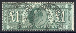 1902 £1 Dull Blue-green, VFU With Two Oval Registered D/stamps For 9th Feb 04, SG.266. - Other & Unclassified