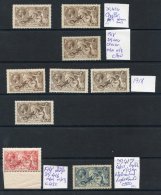 1918 Bradbury Seahorses M Range With Faults Comprising 2/6d (7), 5s & 10s, Faults Incl. Re-gumming, Heavy Hinges, Cr - Sonstige & Ohne Zuordnung