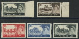 1955 Waterlow £1 Marginal UM, 1959 2nd DLR Castle Set UM (10s & £1 Have Odd Blunt Perf), SG.539, 595/8. - Other & Unclassified