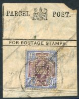 BOARD OF TRADE C1902 KEVII 9d, Perfin, Tied In A Part Parcel Post Label By A C.d.s. Rare. (1) - Sonstige & Ohne Zuordnung