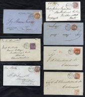 MALTA 1871-77 Covers To UK Or Italy Franked GB Surface Printed 2½d (3), 4d (3) & 6d Adhesives, All Tied Malta - Other & Unclassified