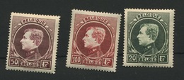 290-292 Roi Albert De Belgique  3 Val Malines ** Type Montenez Gravé  Coté  555 Euros Minimum  Les 3 Val - 1929-1941 Groot Montenez