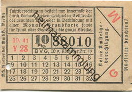 Deutschland - Berlin - BVG Fahrschein 1941 - 10Pfg. 10.41 - Europe