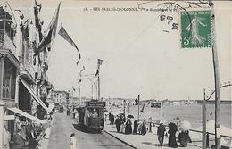 CARTE POSTALE ORIGINALE ANCIENNE : LES SABLES D'OLONNE LE REMBLAI ET LA PLAGE TRAMWAY  ANIMEE  VENDEE (85) - Tramways