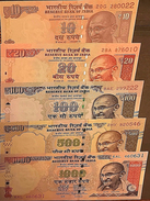 C) INDIA, INC RUPEES BANKNOTES  NEW 5PCS 2015-2016 SYMBOL GANDHI, 10,20,100,500,1000 - Indien