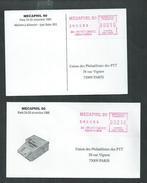 2 Vignettes D'affranchissement MECAPHIL  Sur Enveloppe Et Carte Postale - Other & Unclassified