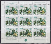 Yugoslavia 1974 Centenary Of Croatian Mountaineers Society Sheet Of 9, MNH (**) Michel 1568 (M/S Mini Sheet) - Blocks & Sheetlets