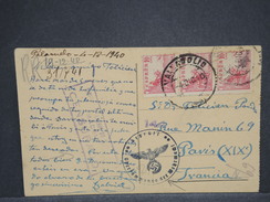 ESPAGNE - Carte Postale Pour Paris En 1940 Avec Censure De Madrid Et Contrôle Allemand - L 6943 - Nationalists Censor Marks