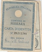 6313. Lp   Carta D' Identità  Italia 1953 Ferrara Castel Maggiore - Supplies And Equipment