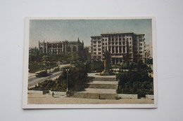 AZERBAIJAN  - Old Postcard - BAKU. Nizami Square. Stalin Style - 1954 Trolley Bus - Azerbeidzjan