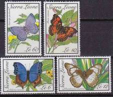 SIERRA LEONE Papillons. Butterflies, Mariposas(Yvert N° 1008/11) Neuf Sans Charniere **. MNH - Vlinders