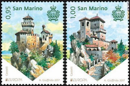 SAN MARINO - EUROPA-CEPT 2017.-TEMA:"CHATEAUX - CASTILLOS - CASTLES -SCHLÖSSER".- SERIE 2 Timbres - 2017