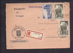 ENVELOPPE SARRE Recommandé SAINT INGBERT 30 06 1954 10F 30F SAARLAND Briefstempel EINSCHREIBEN - Cartas & Documentos