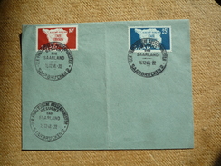 Enveloppe Affranchie Oblitération Der Franzusische Aussenminister Besucht Das Saarland Saarbrucken 1948 - Lettres & Documents