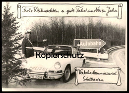 ÄLTERE KARTE VERKEHRSKOMMISSARIAT SÜDBADEN POLIZEI PORSCHE 911 AUTOBAHN Police Uniform Autogramm Freiburg ? - Police - Gendarmerie