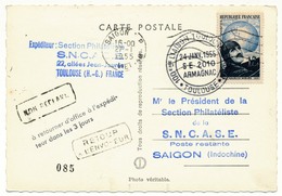 FRANCE - Carte Commémorative 100eme Liaison "Toulouse - Saïgon" 27/01/1955 - Premiers Vols