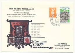 FRANCE - Enveloppe - Mise En Ligne AIRBUS A 340 Sur Desserte HANOI - 31/11/1994 - Premiers Vols