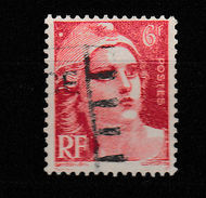 FRANCE N° 721 6F ROUGE TYPE MARIANNE DE GANDON 6 EMPATE + POINT A GAUCHE DU BONNET OBL - Oblitérés