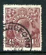 Australia 1916-18 KGV Heads (3rd Wmk. Multiple) - P.14 - 1½d Red-brown Used (SG 52) - Oblitérés