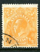 Australia 1918-23 KGV Heads (2nd Wmk.) - P.14 - ½d Orange Used (SG 56) - Oblitérés