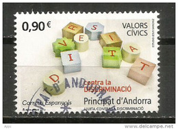 Lutte Contre La Descrimination (Valors Civics), 2013,  Un Timbre Oblitéré, 1 ère Qualité, Cachet Rond - Used Stamps