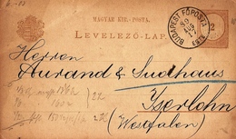 Hungary Card Bpest > Iserlohn 1889 ... AH443 - Covers & Documents