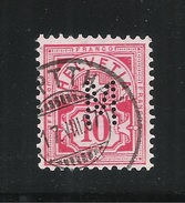 SVIZZERA-1905 -valore Usato Da 10 C. Rosso-CIFRA SORMONTATA DA UNA CROCE, Con Perforazione PERFIN -in Ottime Condizioni. - Perforés