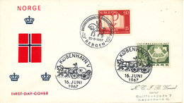 Norway - Denmark Cover With Stamps And Postmarks From Both Countries 16-6 And 20-6-1967 - Brieven En Documenten