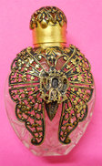 Très Ancien Flacon De Parfum De Poche Ou Sels Pour Lady Noblesse Monogramme Et Couronne Motif Papillon - Non Classificati