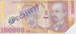 Romania - 100.000 Lei - Specimen - Bank Of Telephones And Accesories - Mobile Phone 160 X 70 Mm - Roumanie