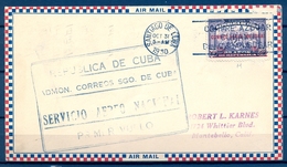 1930 , CUBA , PRIMER VUELO SANTIAGO DE CUBA - LA HABANA , YV. 3 , SERVICIO AÉREO NACIONAL , LLEGADA - Covers & Documents