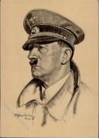 Hitler Sign. Glaubacker, Fr. WK II   Künstlerkarte I-II - Non Classificati