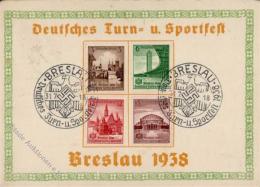 NS-GEDENKBLATT WK II - TURNFEST BRESLAU 1938 Mit S-o I-II - Non Classificati