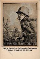 Regiment WK I Deutscher Sturmtrupp 6. Badisches Infanterie Regiment Kaiser Friedrich III Nr. 114 Sign. Poeschmann, Rud. - Régiments