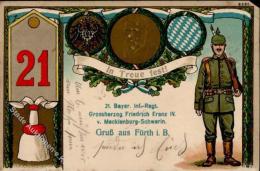 Regiment 21. Bayer. Inf. Regt. Grossherzog Friedrich Franz IV V. Mecklenburg Schwerin 1915 I-II (Ecke Abgeschnitten, Fle - Reggimenti