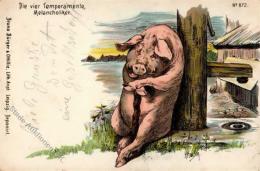 Schwein Melancholiker Künstlerkarte 1908 I-II Cochon - Non Classés